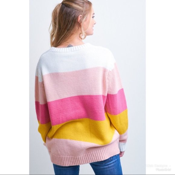 Color Block Multi Stripe Relaxed Sweater! - Picture 4 of 4